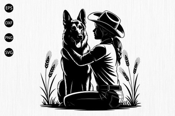 Cowgirl and Dog SVG for Embroidery Projects