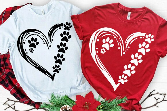 Dog Paw Heart SVG for Embroidery Projects