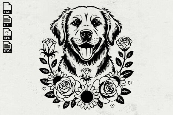 Floral Dog SVG for Embroidery Projects