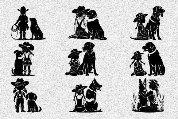 Girl and Dog Svg for Real Embroidery Projects