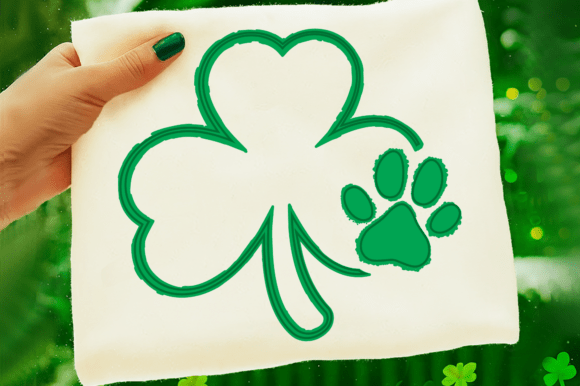 Shamrock Dog Paw Svg for Embroidery Projects