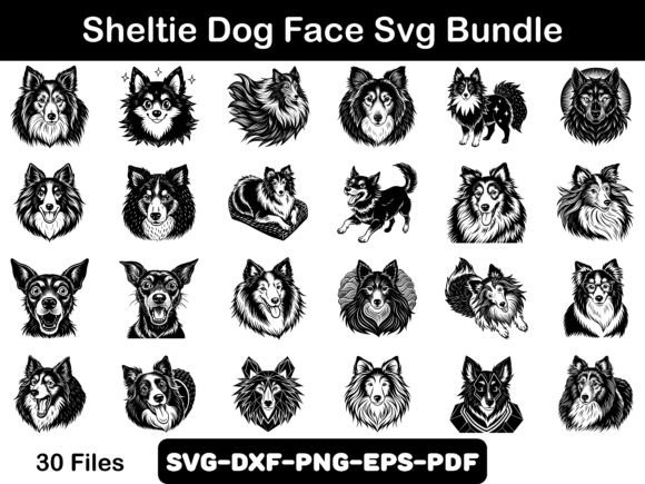 Sheltie Dog Face Svg Bundle